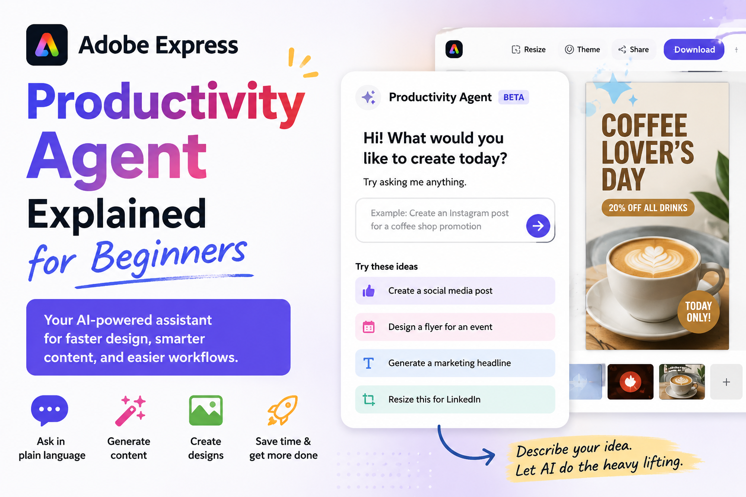 Adobe Express Productivity Agent Explained for Beginners