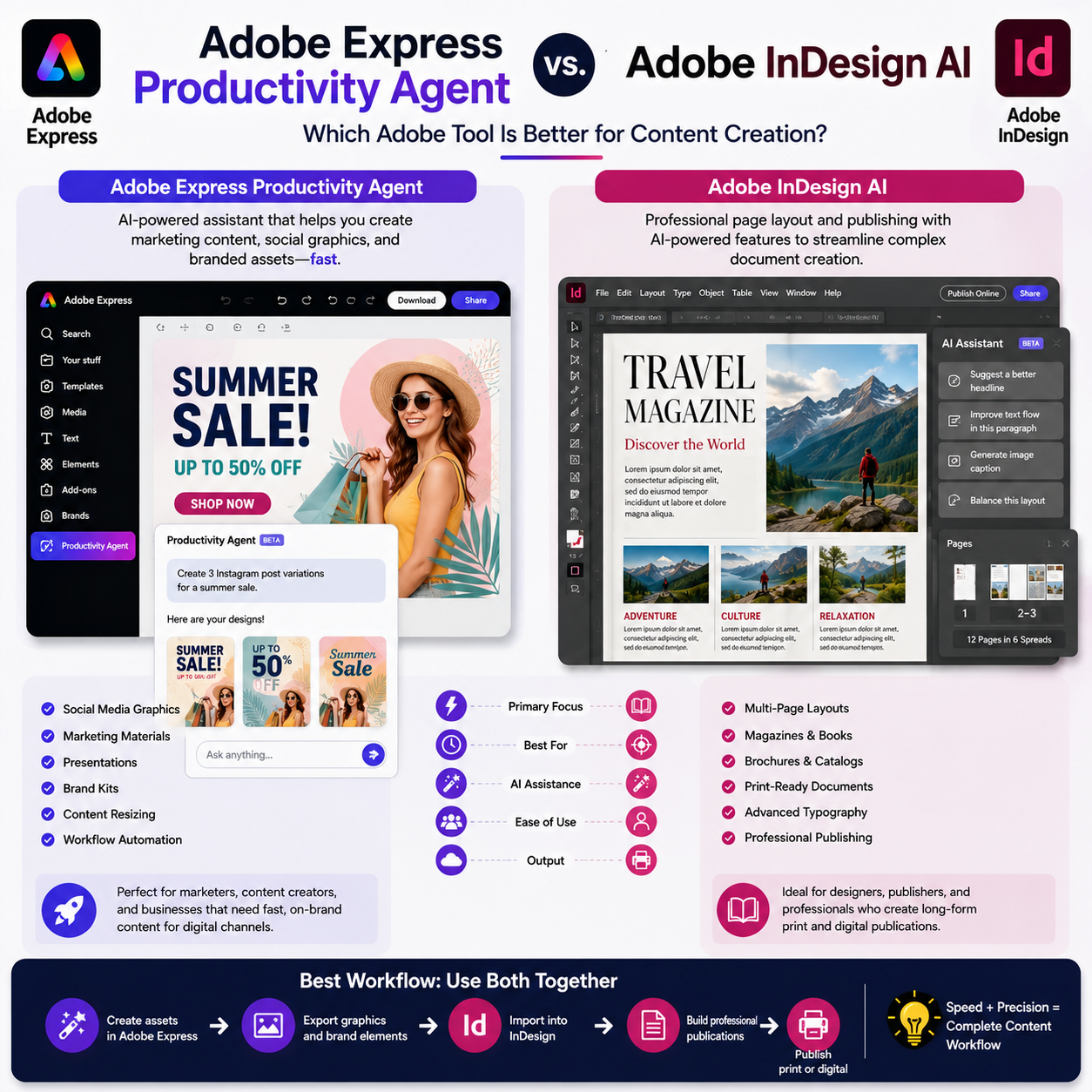Adobe Express Productivity Agent vs Adobe InDesign AI: Which Adobe Tool Is Better for Content Creation?