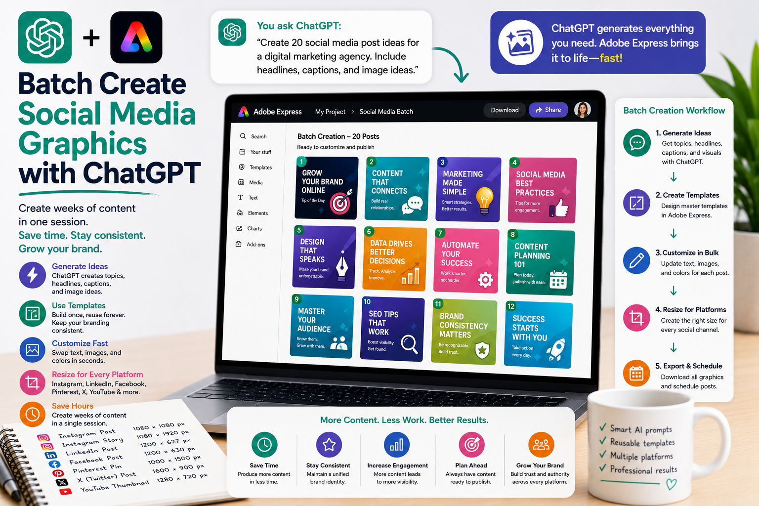 Batch Create Social Media Graphics with ChatGPT and Adobe Express