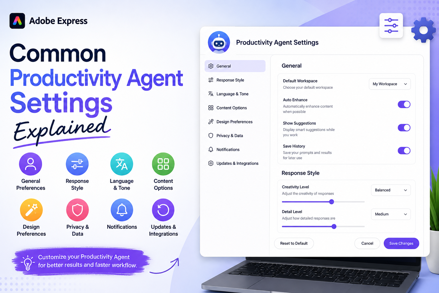 Common Productivity Agent Settings Explained