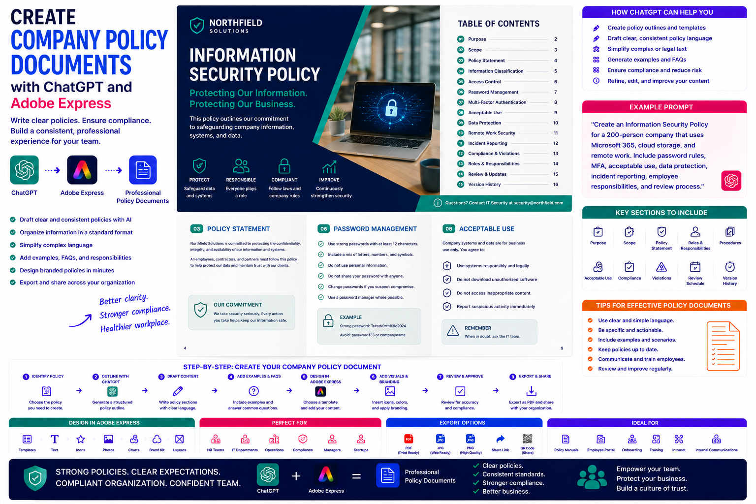 Create Company Policy Documents with ChatGPT and Adobe Express