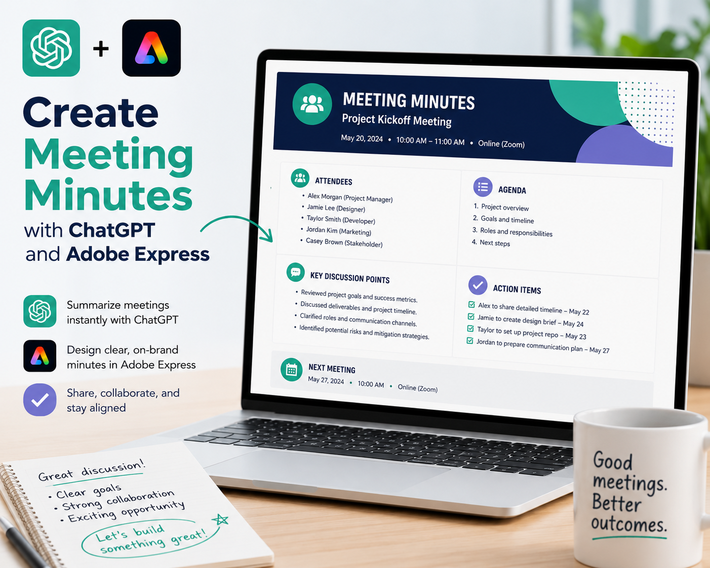 Create Meeting Minutes with ChatGPT and Adobe Express